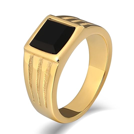 AmDxD Edelstahl Freundschaftsringe Bandringe Herren Ringe Rechteck Kristall Ring