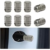 Osilly Car Tire Stem Valve Caps, 8 PCS Aluminum Alloy Valve Stem Covers, Leak-Proof Tire Cap Cover Accessories, Hexgon Style Wheel Air Valve Caps for SUV Car Bike (Gray)