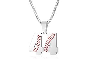 Wikavanli Personalized Baseball Jersey Number 00-99 Necklace - Stainless Steel Baseball Chain Pendant Necklace - Team Jewelry Gift for Boys, Girls, Men, Women