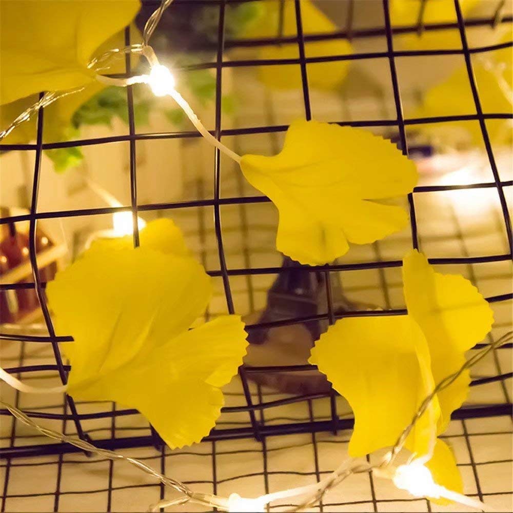 YOLIGHT LED Artificial Ginkgo Leaf Fairy Light String Autumn Leaf Garland for Outdoor Home Christmas Party Decoration Thanksgiving Decorations (Ginkgo Leaf, 3M/20LED)
