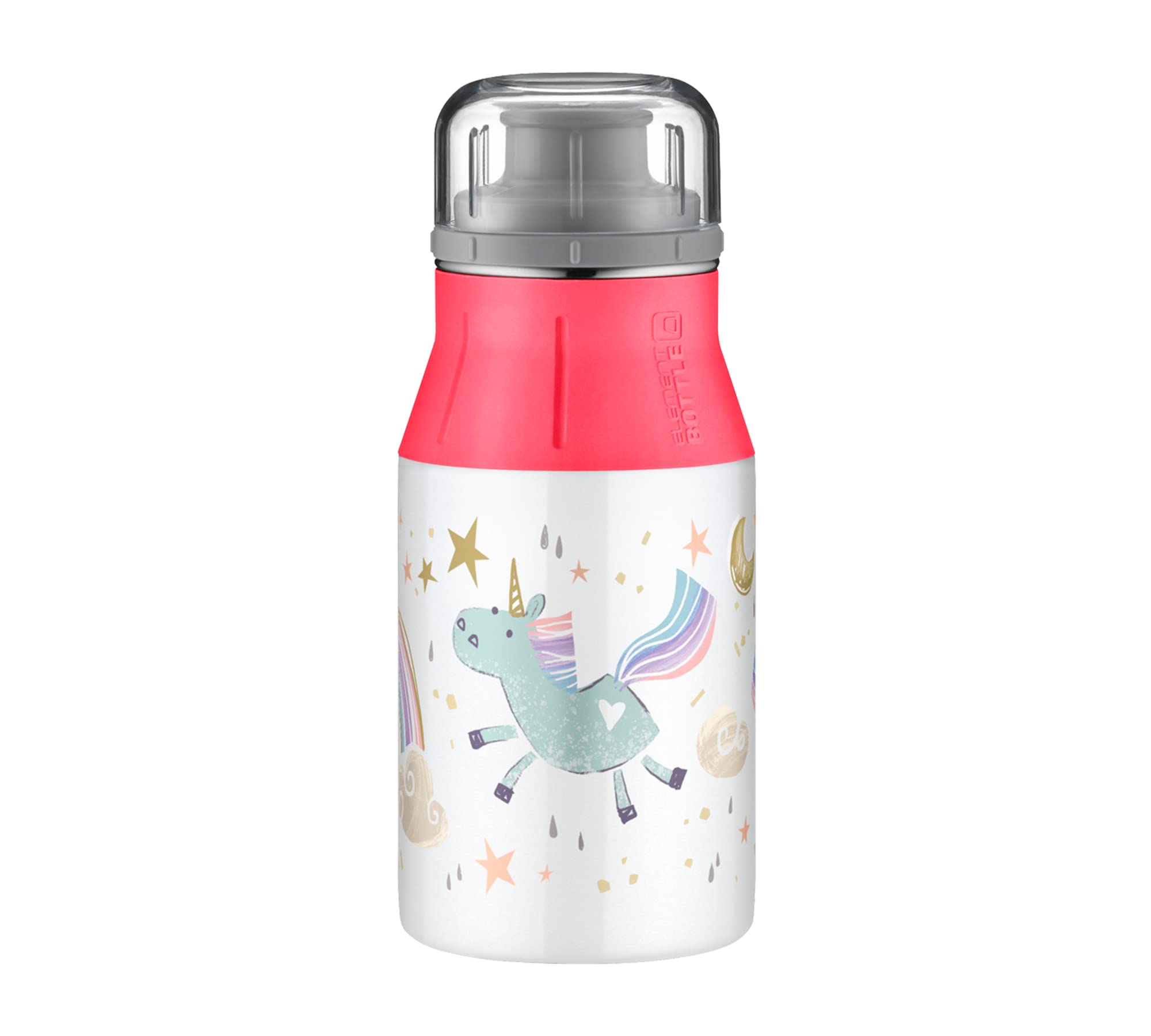 alfi elementBottle 5357.202.040 Children's Drinking Bottle 400 ml Rainbow Drinking Bottle Leak-Proof Carbonated Drinking Bottle BPA Free Stainless Steel Bottle for Nursery, Sprinker, Tea