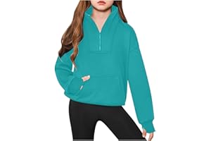 nhApmj Girls Half Zip Up Sweatshirts Fall Fashion Cropped Long Sleeve Pullover Tops Youth Y2K Preppy Blouses with Thumb Hole