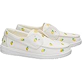 HEYDUDE Women's Wendy Cru Embroidered Slip On Shoe, Egret/Multi Size 7 | Lightweight Travel Ready Canvas Casual Sneaker