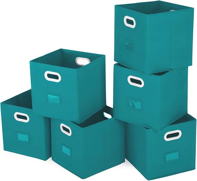 Magicfly Foldable Storage Bins with Label, Set of 6 Storage Cube 12X 12