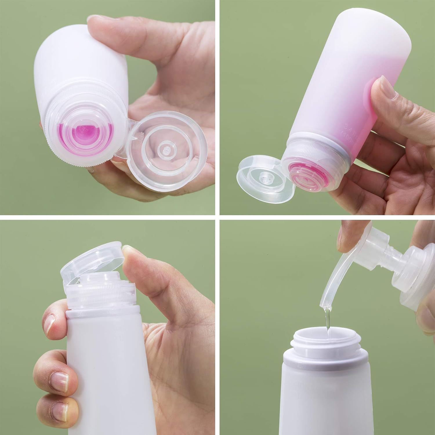 Leak Proof Travel Size Bottles, Valourgo TSA Approved Portable Silicone Containers Plastic Spray Bottle for Travel Size Toiletries Refillable Travel Accessories Handy 5 Pieces Travel Kit (3.4 fl. oz) : Beauty