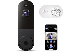 Guggre 1080P Smart Video Doorbell Camera with Chime, Intelligent AI Human Detection, Cloud Storage, Two-Way Audio, IR Night Vision, Indoor/Outdoor Surveillance, Battery Powered, Live View (Black)