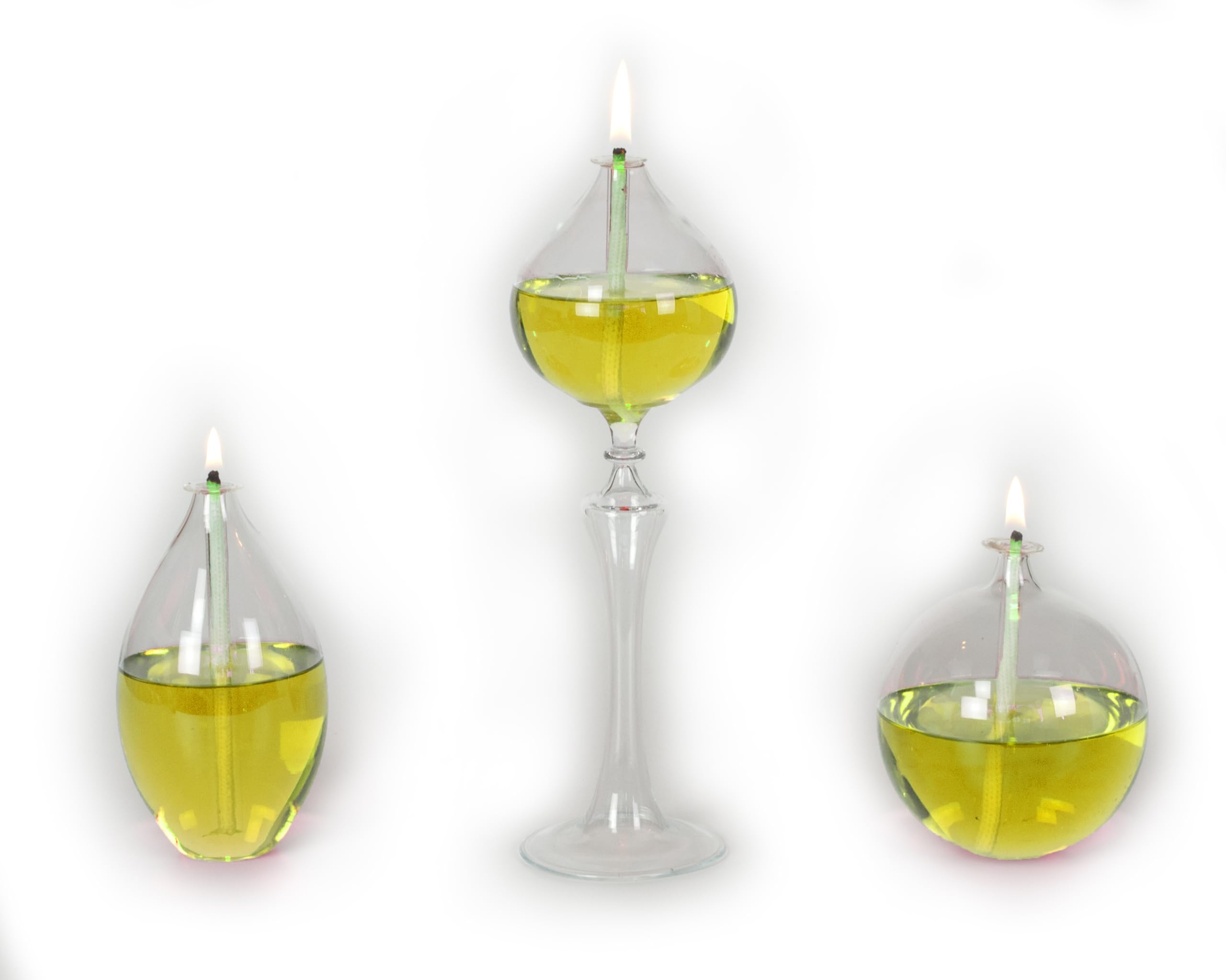 Handmade Glass Oil Lamps, Fame Set Transparent (Yellow)