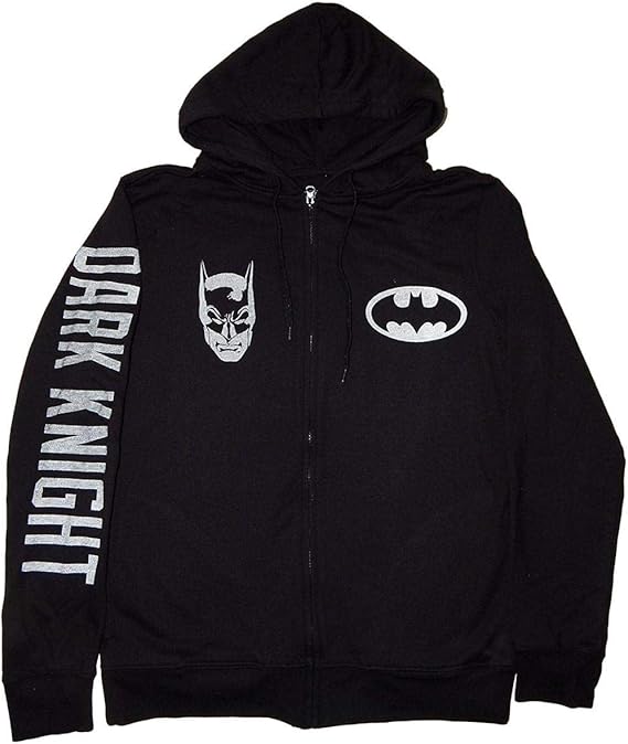 Batman Classic Logo and Face ZipUp Men's Black Hoodie