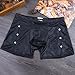 TiaoBug Men Lingerie Rivets Patent Leather Cutout Boxer Briefs Shiny Bikini Shorts Black Large
