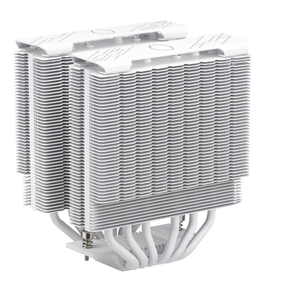 Cooler Master Hyper 622 Halo White Dual Tower CPU Air Cooler, 120 Halo² PWM Fan, Dual Loop ARGB, 6 Copper Heat Pipes, Nickel-Plated, 154mm Tall, AMD Ryzen AM5|AM4, Intel LGA 1851|1700|1200 Brackets