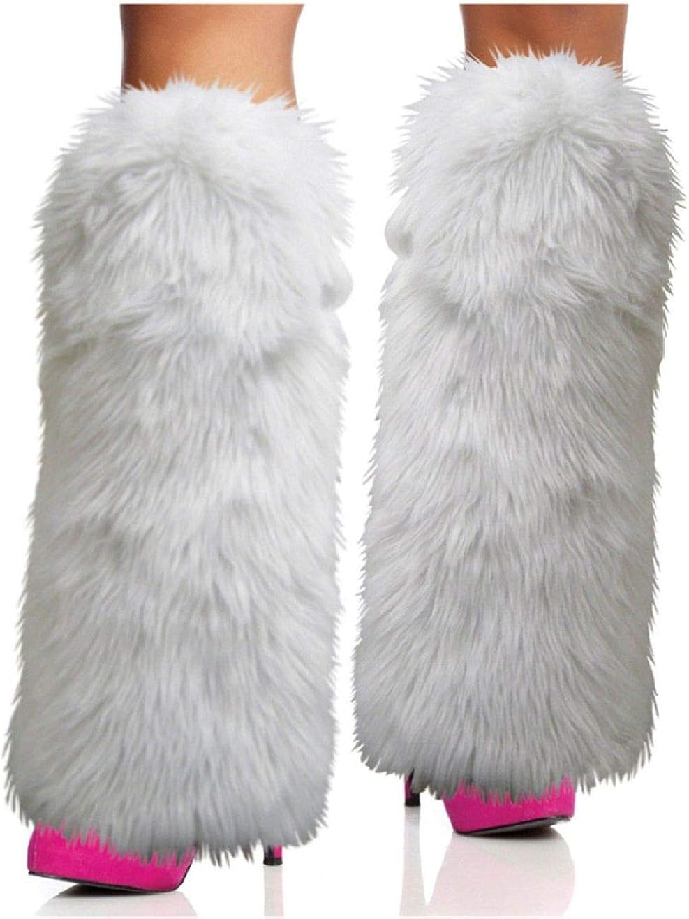 Rave Diva Costume White Sexy Furry Fuzzy Leg Warmers Clothing