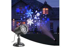 PEIDUO Christmas Projector Lights Outdoor, White Blue Snowflakes Projection Outside, Waterproof LED Landscape Christmas Decor