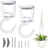 Mkono Ceiling Hooks for Hanging Plants 2 Pack Heavy Duty Metal Plant Hanger | 360&deg; Rotating Hooks, Screw-in Hooks, Swag Hook, Fit Planter Flower Pot Lantern Wind Chimes Lights Ornaments, Multi-Use