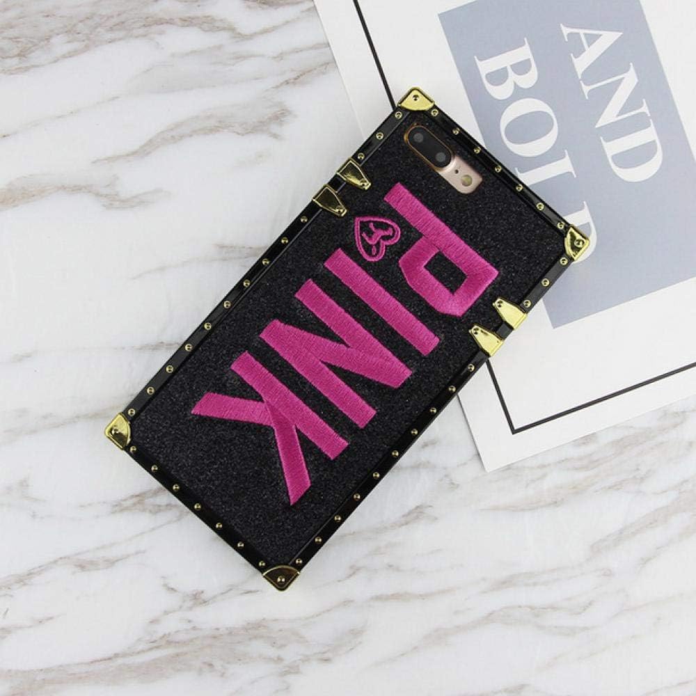 Brand Pink Case for iPhone Xs Max X XR 6 6s 7 8 Plus Square Case for Samsung Galaxy S8 S9 Note 8 9 Bling Glitter Secret Cover Square Black for Samsung Note 8