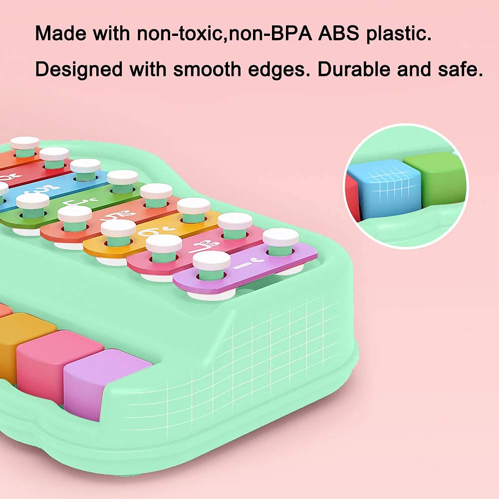 2 in 1 Baby Piano Xylophone for Toddlers 1-3 Years Old, 8 Multicolored Key Keyboard Baby Xylophone Piano, Preschool Educational Musical Learning Instruments Toy for Baby Kids Girls Boys