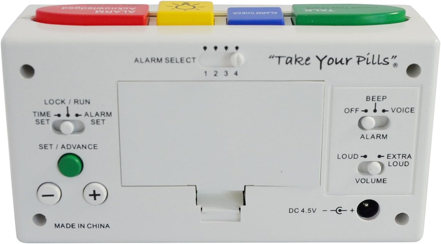 e-Pill 4 Alarm MedCenter Talk with 7 Day x 4 Compartments per Day Weekly Pill Organizer - Large: Health & Personal Care