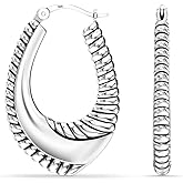 LeCalla 925 Sterling Silver Chunky Hoop Earrings | Italian Design Shrimp Earring | Lightweight Classic Click-Top Earring Hoops for Women