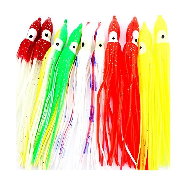 Luengo-30pcs75cm9cm12cm-Multicolour-Soft-Plastic-Octopus-Lures-Hoochie-Squid-Skirt-Lures-Trolling-Saltwater-Bait