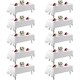FINDYOU 10 Pack White Table Cloth Rectangle Table 60 x 102 Inch Tablecloths for 6 Foot Rectangle Tables. Stain and Winkle Resistant Polyester Washable White TableCloths for Parties Wedding Dining