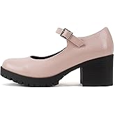 Soda “Boxer” ~ Women Mary Jane Round Toe Chunky Block Heel Lug Sole Pump with Adjustable Strap