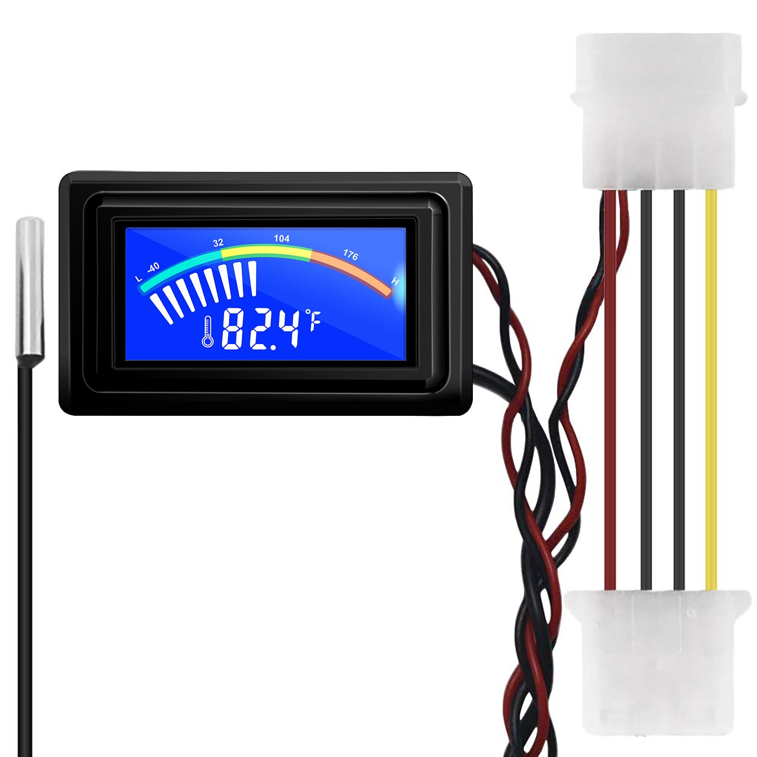 Photo 1 of KETOTEK Digital Thermometer Temperature Meter Gauge Waterproof Sensor Probe Aquarium Car PC case Incubator Temp Meter 4 Pin Power Supply Celsius/Fahrenheit LCD Display