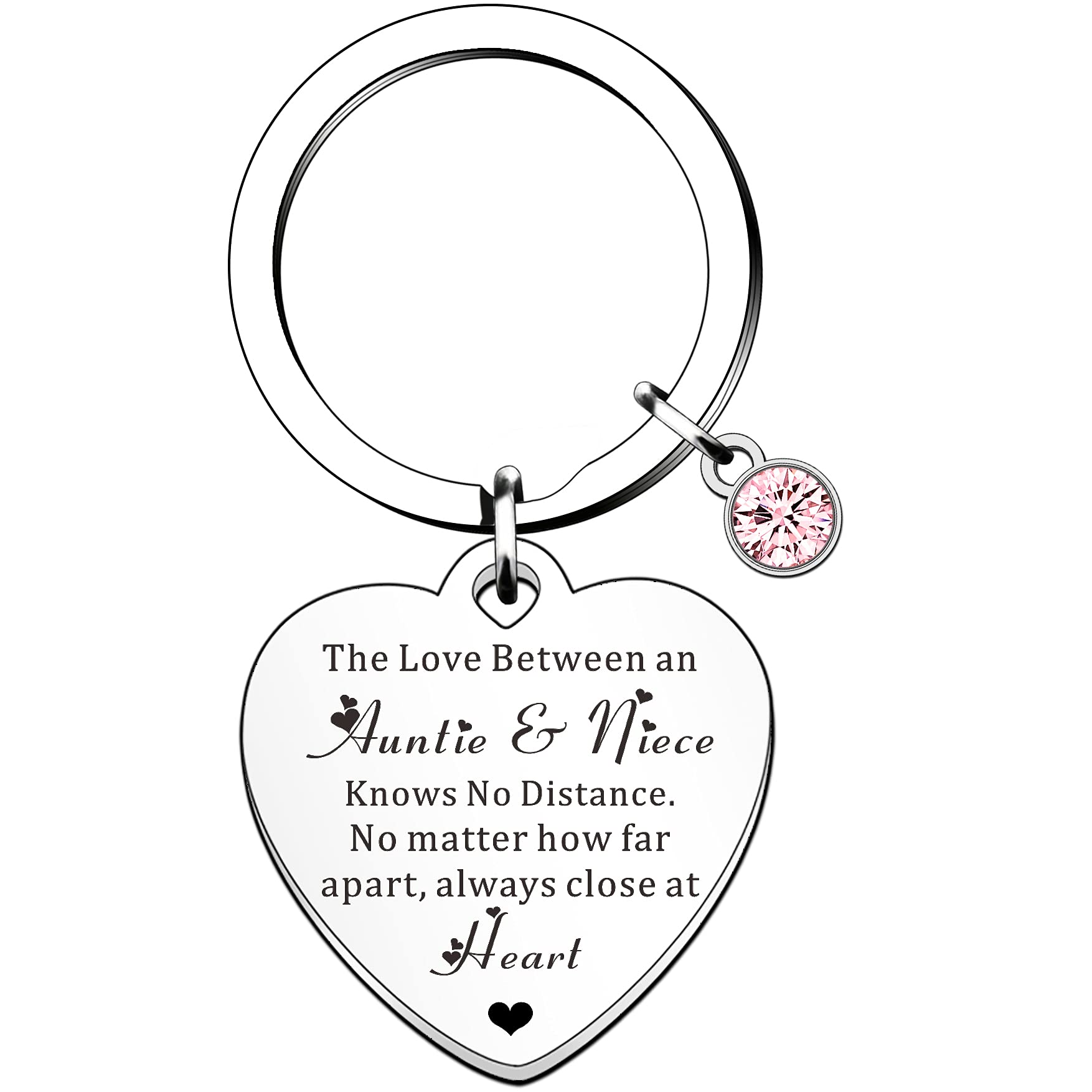 HULALA Auntie Niece Pink Crystal Heart Keyring - The Love Between An Auntie & Niece Knows No Distance