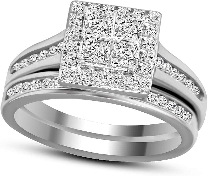 Natural Diamond Ring 10K White Gold 1 carat 100 Real