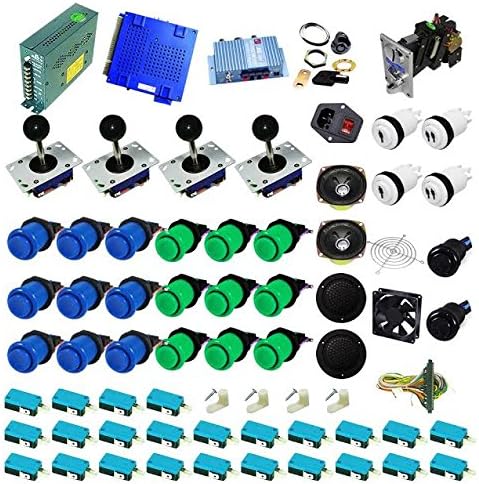 DIY Arcade 1033 Games 4 Player FULL JAMMA Ultimate Arcade Machine Kit (Blue Green bundle)