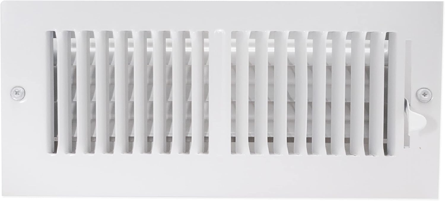 Registers, Grilles & Vents - EZ-FLO 10 x 4 Inch (Duct Opening) White Air Vent Cover for Wall or Ceiling, Two-Way Ventilation Register, Solid Steel HVAC Cover, 61609