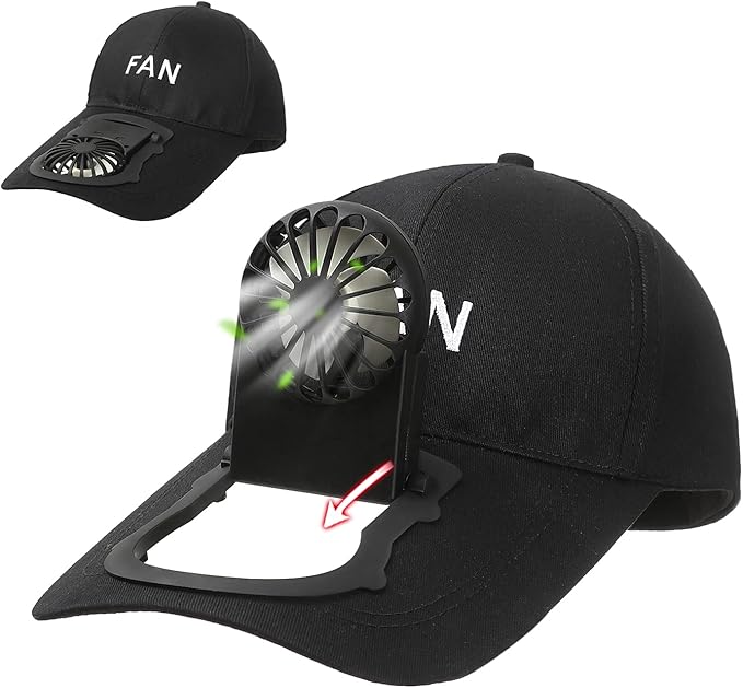 Baseball Sun Hat with 3Speed Fan USB Charging 600mAh