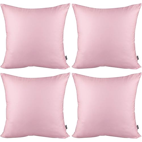 4-Pack Cotton Comfortable Solid Decorative Throw Pillow Case Square Cushion Cover Pillowcase(Cover Only,No Insert) (18x18 inch/ 45x45cm,Pink)