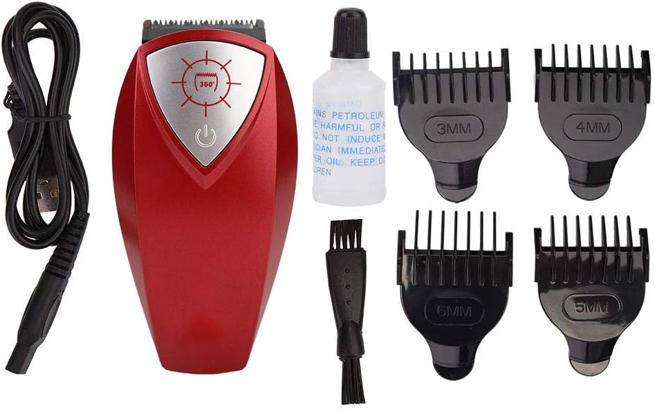 eecoo Multifunctional Professional Men's Electric Hair Clipper, USB Charging 360 Degree Rotation Stainless Steel Design Beard Trimmer Electric Clipper Razor(红色)