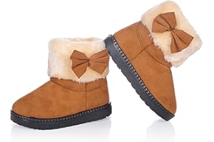 DADAWEN Baby's Girl's Toddler Fashion Cute Bowknot Fur Lining Princess Warm Snow Boots