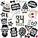 PartyGraphix DIY Happy Birthday Props for Photo Booth Stand - Suitable for His or Hers Party Celebration (34 Count, Silver Kit)