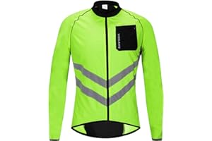 WOSAWE Men's High Visibility Cycling Wind Jacket Water Resistance Reflective Windbreaker