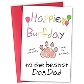 mmuue Funny Father's Day Card for Dog Dad, Cute Fathers Day Gift from Doggy, Happy Birthday Card for Dog Owner, Humorous Birthday Gifts for Dad
