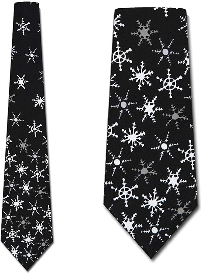 Winter Snow Flake Ties Mens Christmas Neckties Black Amazon.co.uk Clothing