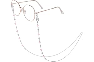 HONGEELY Eyeglass Chain Silver Stainless Steel Handmade Necklace for Reading Glasses Sunglass Beaded Chains for Men Women