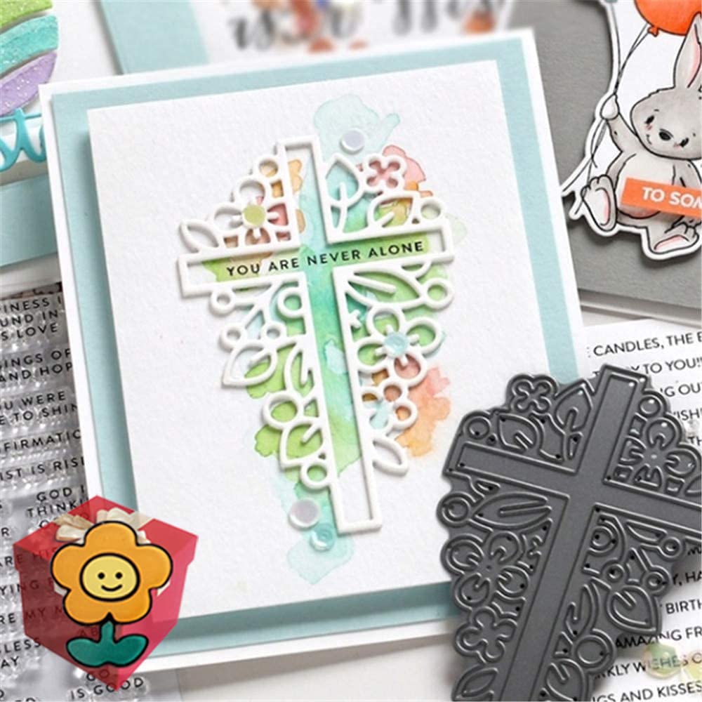 Cross Flowers Metal Cutting Dies，Cross Flowers Metal Template Molds Decoration Embossing Stencils for DIY Scrapbooking Album Decorative Embossing Paper Dies Card Making+Cute Brooch Pin — image 1