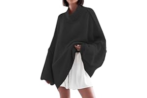 Saodimallsu Womens Oversized Sweaters Mock Neck Batwing Long Sleeve 2025 Fall Trendy Ribbed Knit Casual Tunic Sweater