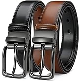 DOOPAI Reversible Leather Belt for Men 1.25" - Dual Sided Dress and Casual Belt, Trim to Fit, 2 Styles in One Belt