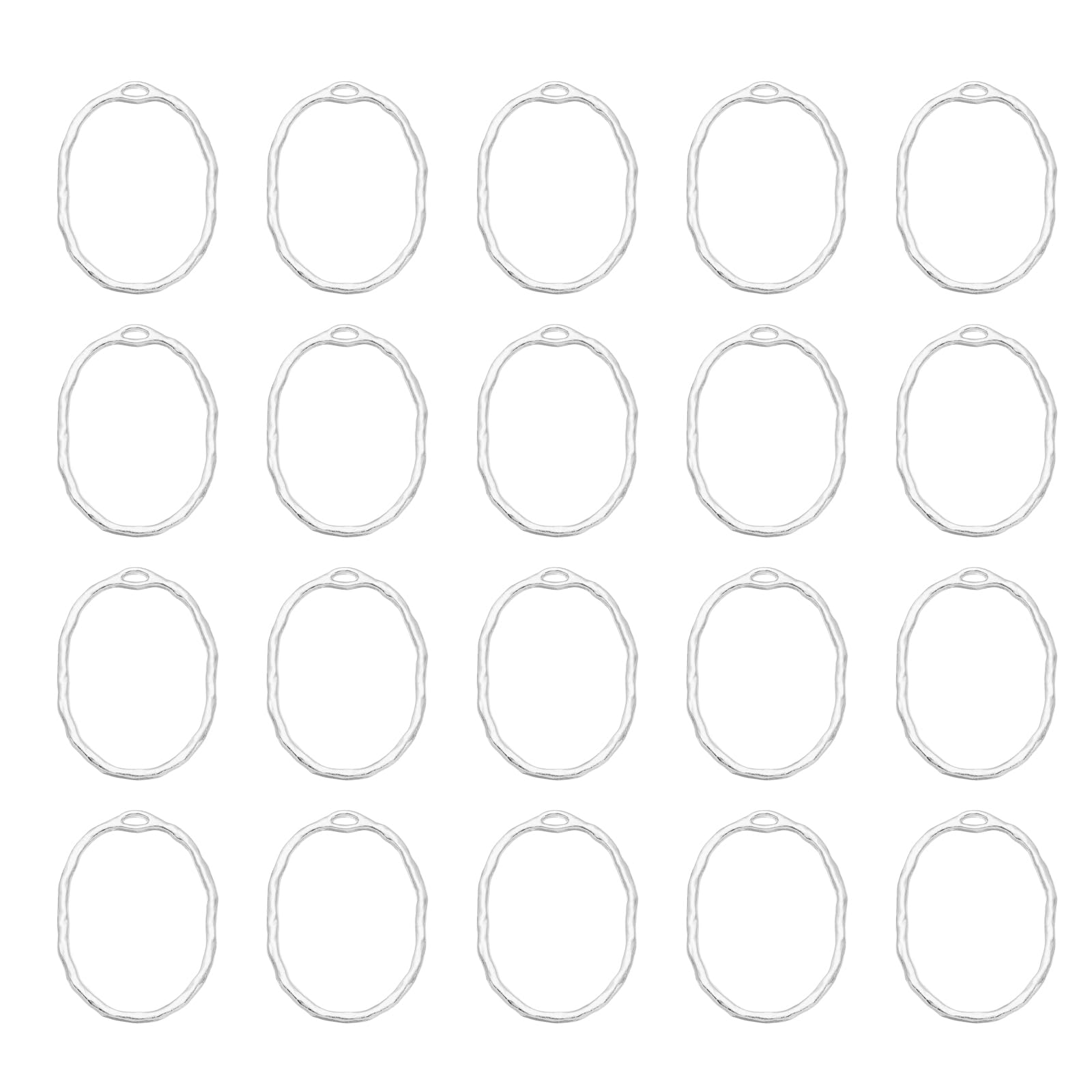 PATIKIL Open Bezels for Resin, 30 Pcs Alloy Hollow Oval Open Back Frame Pendants for Craft DIY Making and Crafting, Silver Tone