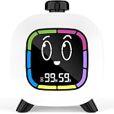 Digital Visual Timer for Kids ADHD, 99-Minute Countdown, Rechargeable | 4 Cute Emotion Faces, Colorful Display, LED Backlit, Time Management Tool for Study, Homework, Classroom, Kitchen(Black)