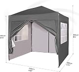mcc direct 2m x 2m Pop-up Gazebo Waterproof Canopy Grey with Sides view 5
