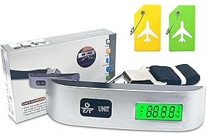 FERBANA Luggage Scale, Portable Luggage Weight Scale with 2 Luggage Tags, LCD Weight Display and 4 Unit Switching Functions, 110lb Luggage Scale Travel Digital for Luggage, Travel,Backpacks, Handbags(Sliver)