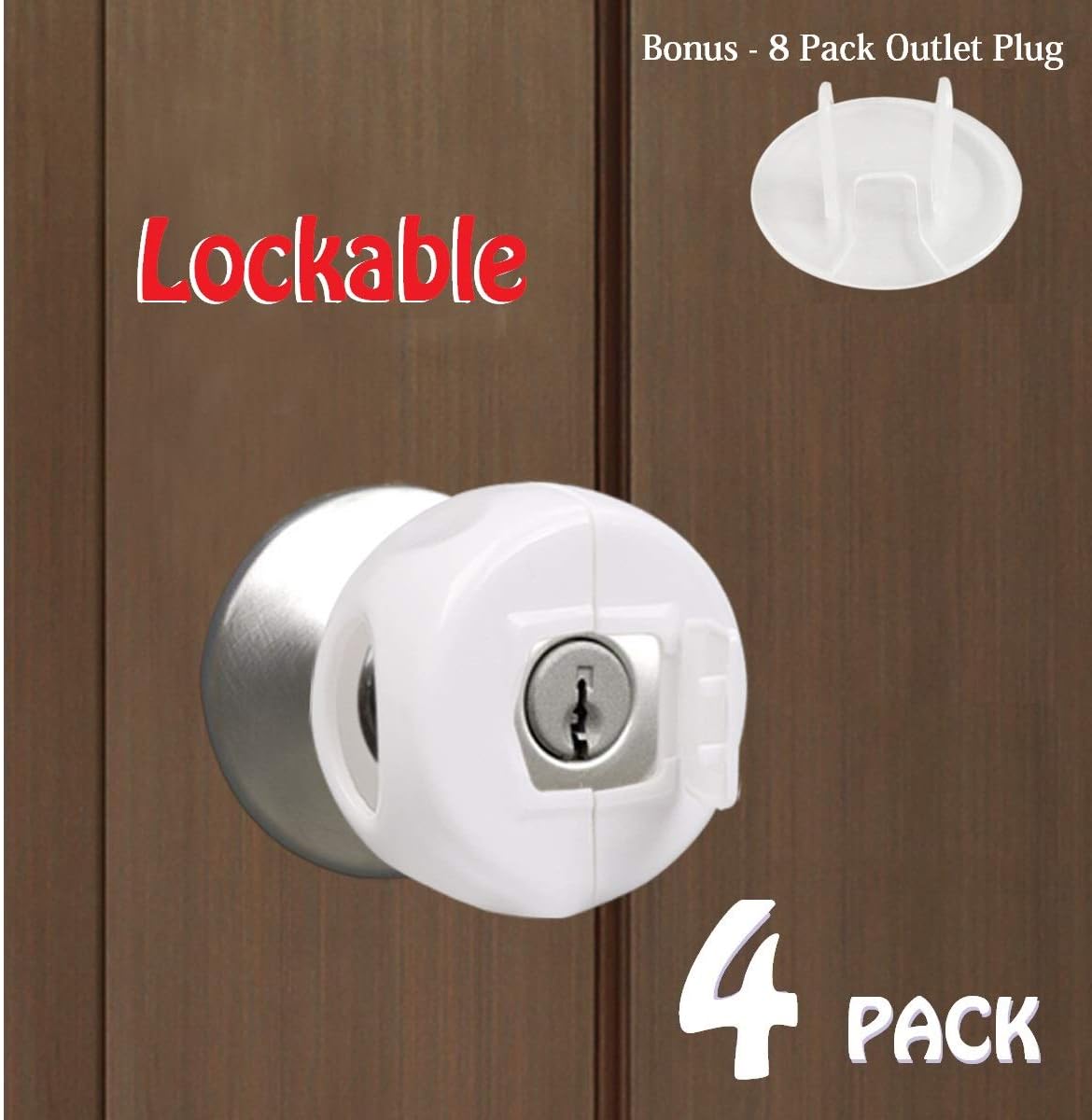 OWMMIZ Door Knob Safety Cover with Lock Cover, Baby Safety Proofing Child Proof Door Handle