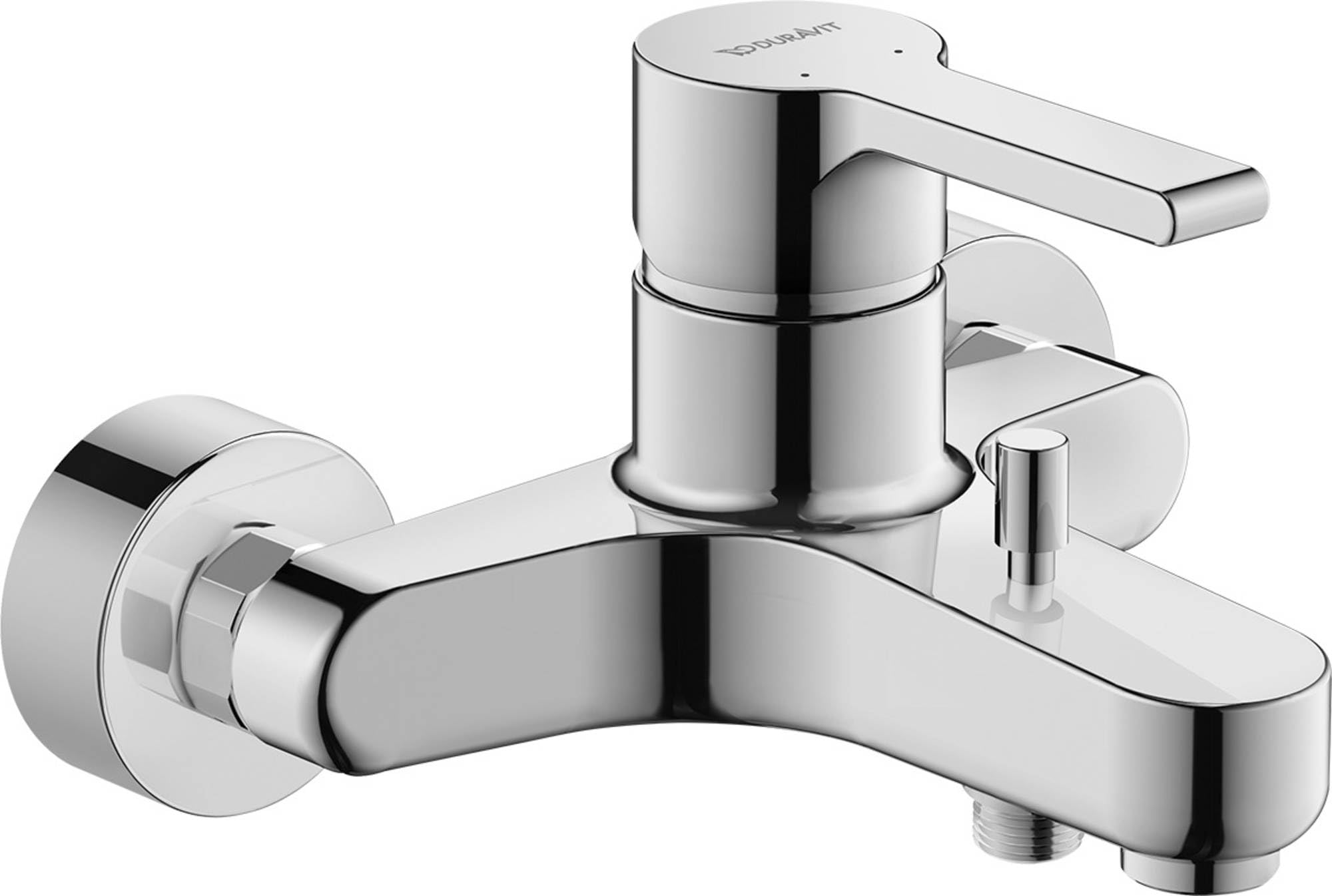 Duravit B.2 Surface-Mounted Bath Mixer Tap for 2 Consumers with Diverter Valve, Single Lever Bath Mixer with Ceramic Mixing System, Bath Tap in Chrome