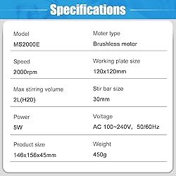 WEST TUNE 2000rpm Magnetic Stirrer Mixer with Stir