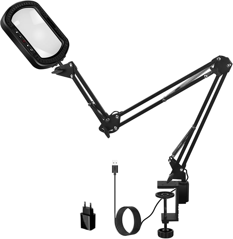 3-Arm Lupenleuchte, Rechteckige Lupe mit Licht