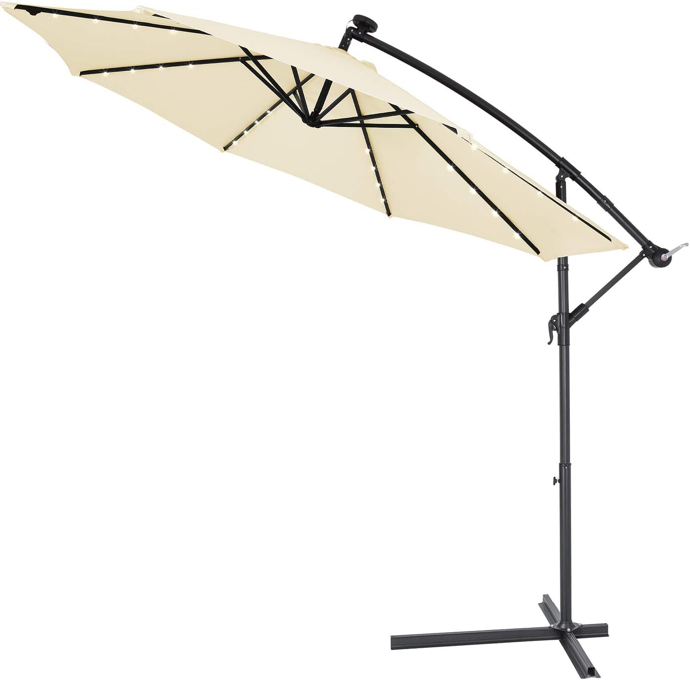 Kingsleeve 3m Garden Sun Parasol LED Solar Lights Red Cantilever Banana